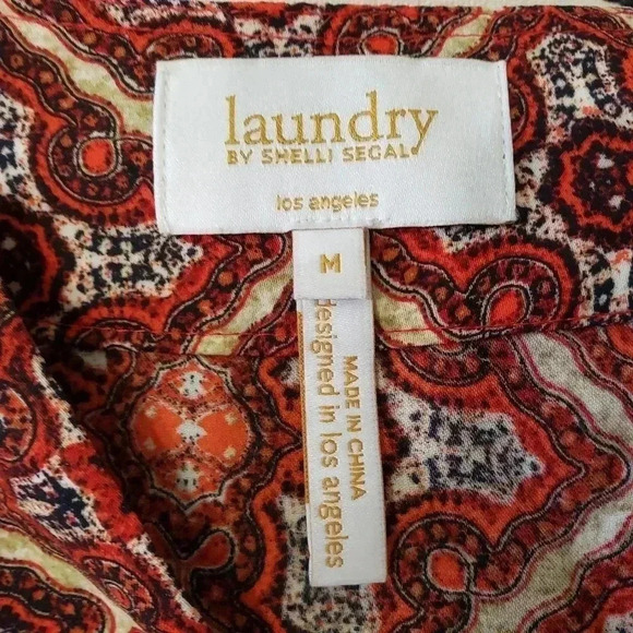 Laundry by Shelli Segal Orange Mosaic Print Top - Picture 6 of 7